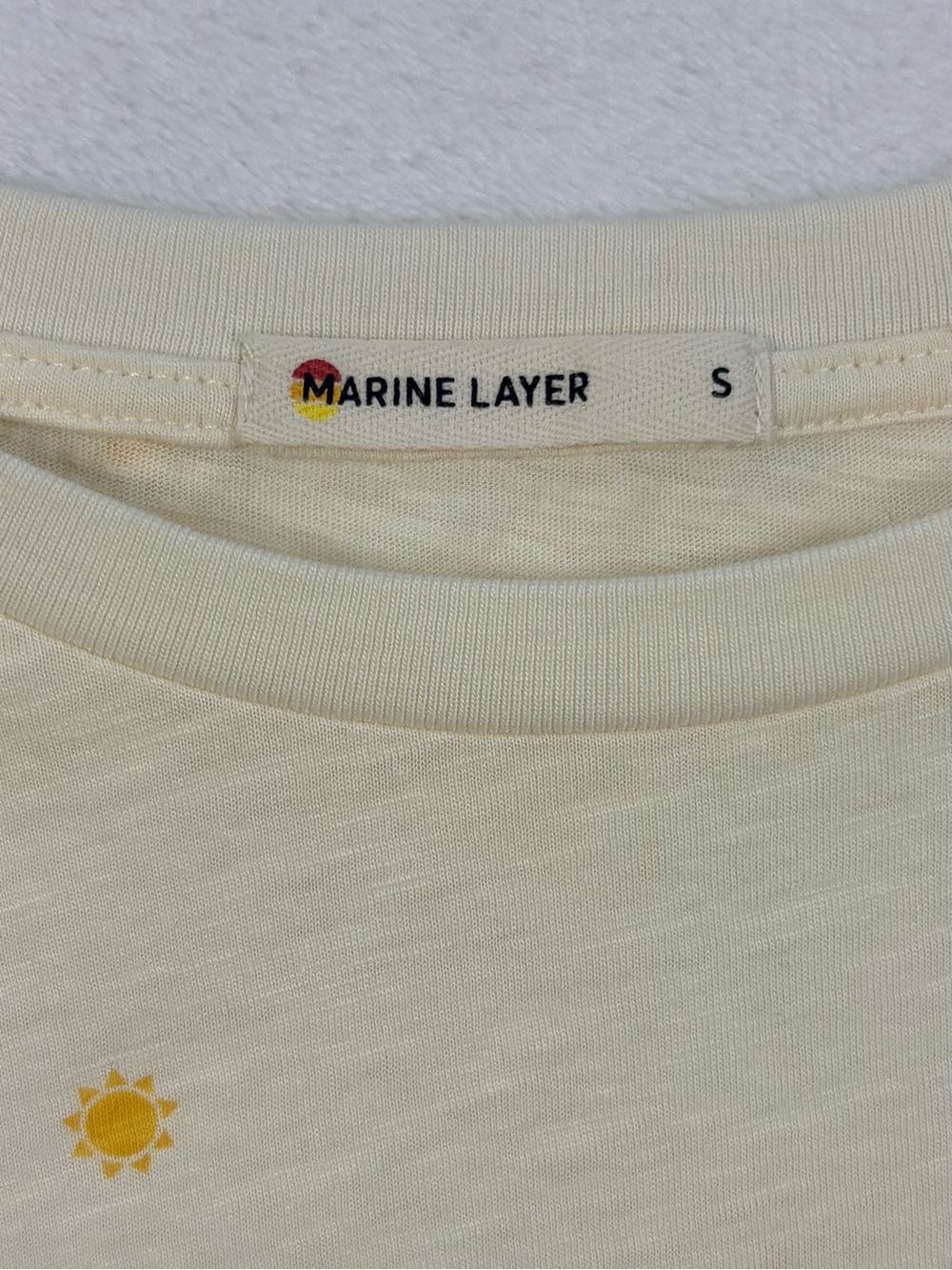 MARINE LAYER Sunshine Sun Print Cream Cotton Modal T-Shirt Tee Small - Picture 4 of 8